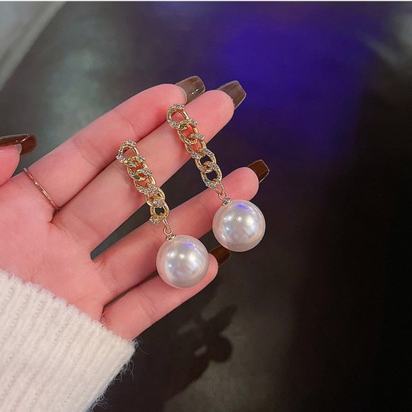 💙💕Last one Pearl Golden Chain Earrings - Picture 11 of 12